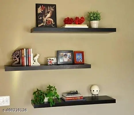Wudlix® Wooden Wall mounted shelf rack for kitchen Black